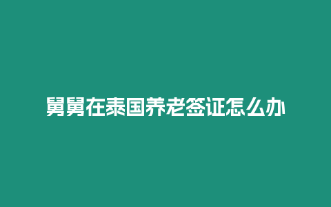 舅舅在泰國養老簽證怎么辦