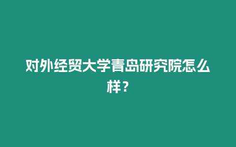 對外經(jīng)貿(mào)大學青島研究院怎么樣？