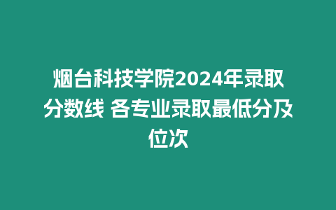 煙臺科技學院2024年錄取分數線 各專業錄取最低分及位次