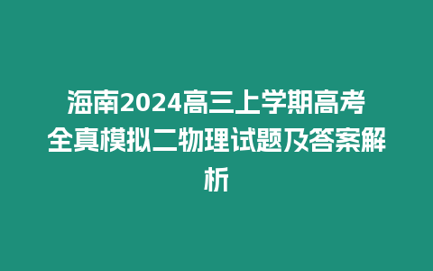 海南2024高三上學(xué)期高考全真模擬二物理試題及答案解析