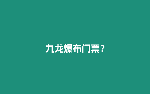 九龍爆布門票？