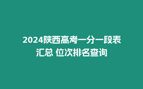 2024陜西高考一分一段表匯總 位次排名查詢