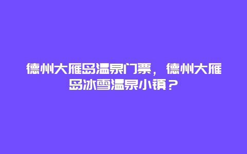 德州大雁島溫泉門票，德州大雁島冰雪溫泉小鎮？