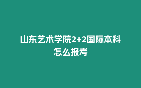 山東藝術學院2+2國際本科怎么報考