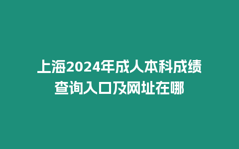 上海2024年成人本科成績查詢入口及網址在哪