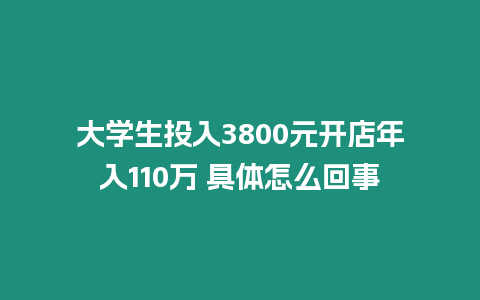 大學生投入3800元開店年入110萬 具體怎么回事