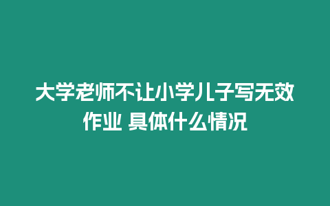 大學(xué)老師不讓小學(xué)兒子寫無效作業(yè) 具體什么情況