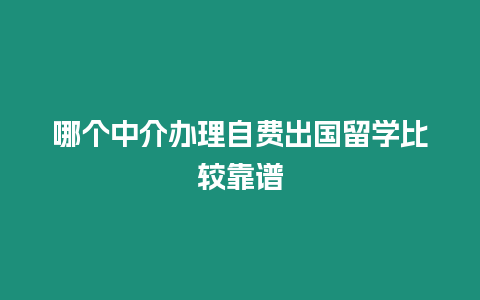 哪個中介辦理自費出國留學比較靠譜