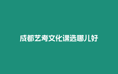 成都藝考文化課選哪兒好