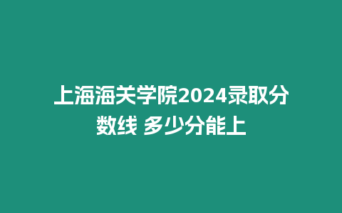 上海海關學院2024錄取分數線 多少分能上