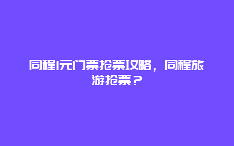 同程1元門票搶票攻略，同程旅游搶票？