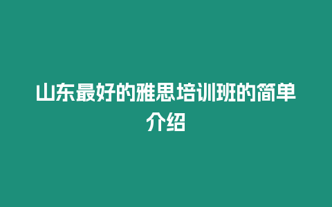 山東最好的雅思培訓(xùn)班的簡(jiǎn)單介紹