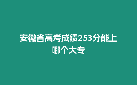 安徽省高考成績253分能上哪個大專