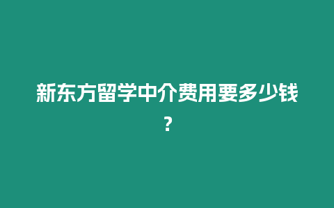 新東方留學(xué)中介費用要多少錢？