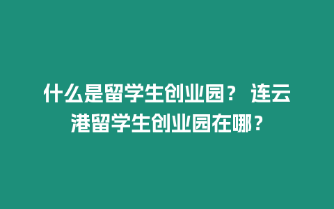 什么是留學生創業園？ 連云港留學生創業園在哪？