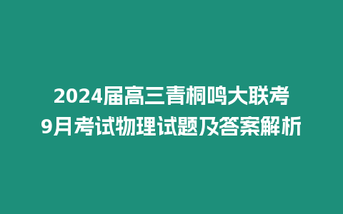 2024屆高三青桐鳴大聯考9月考試物理試題及答案解析