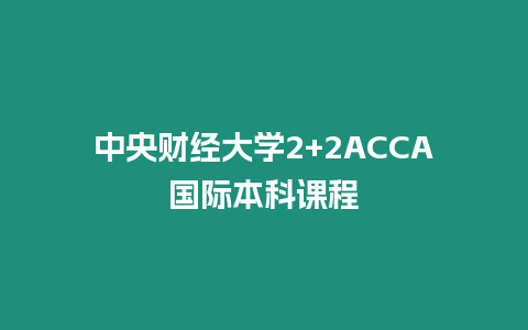 中央財經大學2+2ACCA國際本科課程