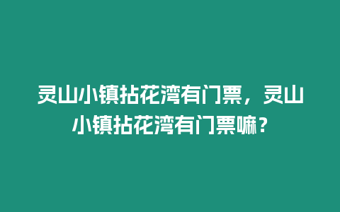 靈山小鎮拈花灣有門票，靈山小鎮拈花灣有門票嘛？