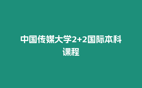 中國傳媒大學2+2國際本科課程