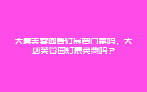 大唐芙蓉園看燈展要門票嗎，大唐芙蓉園燈展免費嗎？