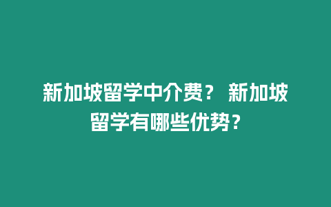 新加坡留學中介費？ 新加坡留學有哪些優勢？