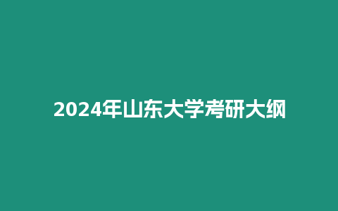 2024年山東大學考研大綱