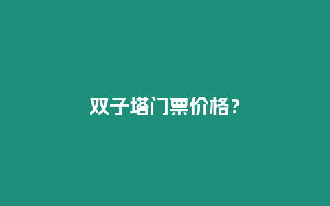 雙子塔門票價格？