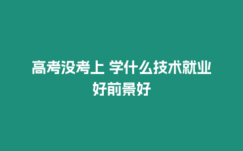 高考沒考上 學什么技術(shù)就業(yè)好前景好