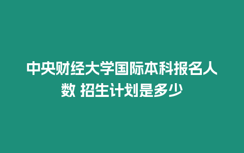 中央財經大學國際本科報名人數 招生計劃是多少