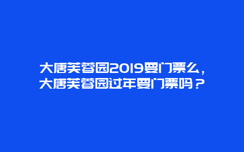 大唐芙蓉園2019要門票么，大唐芙蓉園過年要門票嗎？