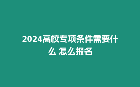 2024高校專項條件需要什么 怎么報名