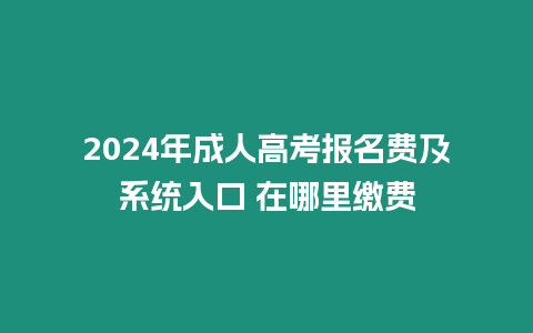 2024年成人高考報名費及系統(tǒng)入口 在哪里繳費