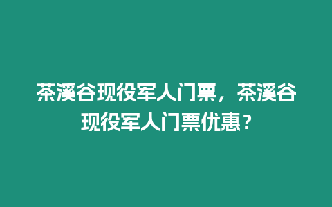 茶溪谷現役軍人門票，茶溪谷現役軍人門票優惠？