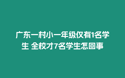 廣東一村小一年級僅有1名學生 全校才7名學生怎回事