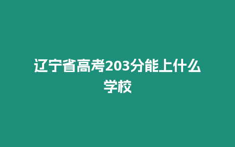 遼寧省高考203分能上什么學校