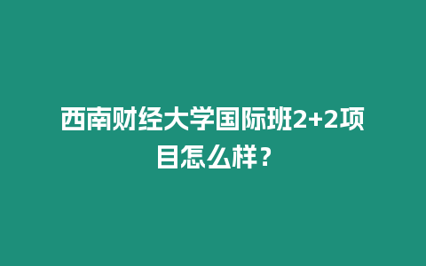 西南財經大學國際班2+2項目怎么樣？