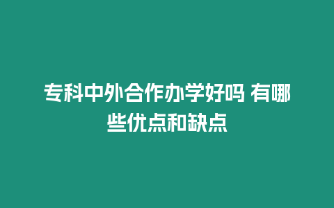 專科中外合作辦學好嗎 有哪些優點和缺點