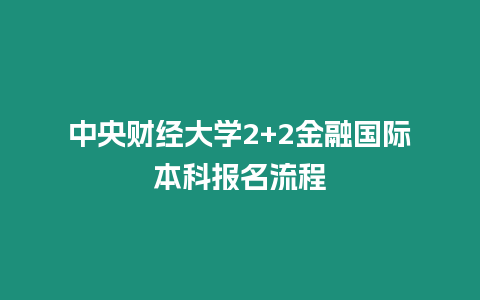 中央財經大學2+2金融國際本科報名流程