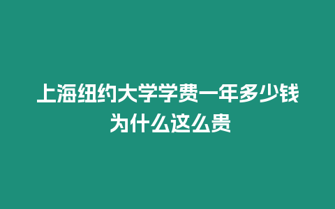 上海紐約大學學費一年多少錢 為什么這么貴