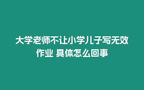 大學(xué)老師不讓小學(xué)兒子寫無效作業(yè) 具體怎么回事