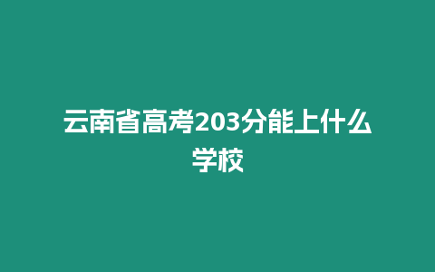 云南省高考203分能上什么學(xué)校