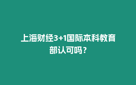 上海財經3+1國際本科教育部認可嗎？