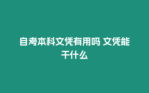 自考本科文憑有用嗎 文憑能干什么