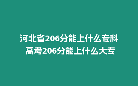 河北省206分能上什么?？?高考206分能上什么大專