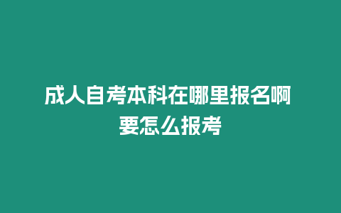 成人自考本科在哪里報名啊 要怎么報考