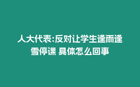 人大代表:反對讓學生逢雨逢雪停課 具體怎么回事