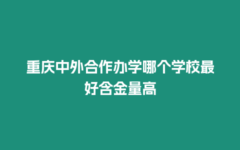 重慶中外合作辦學(xué)哪個(gè)學(xué)校最好含金量高