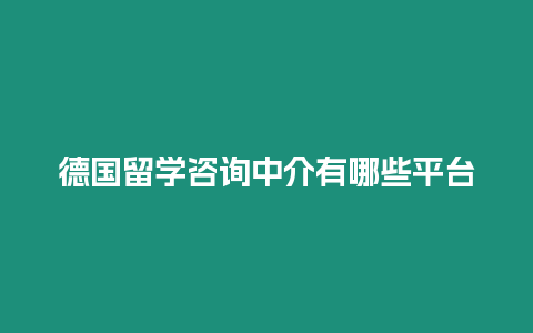 德國留學咨詢中介有哪些平臺