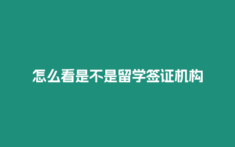 怎么看是不是留學簽證機構