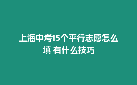 上海中考15個平行志愿怎么填 有什么技巧